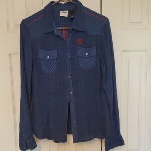 Harley-Davidson Navy Plaid Button Down Shirt